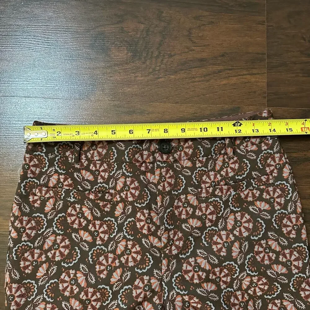 Anthropologie the essential slim brown floral print pants size 2 - Picture 11 of 14